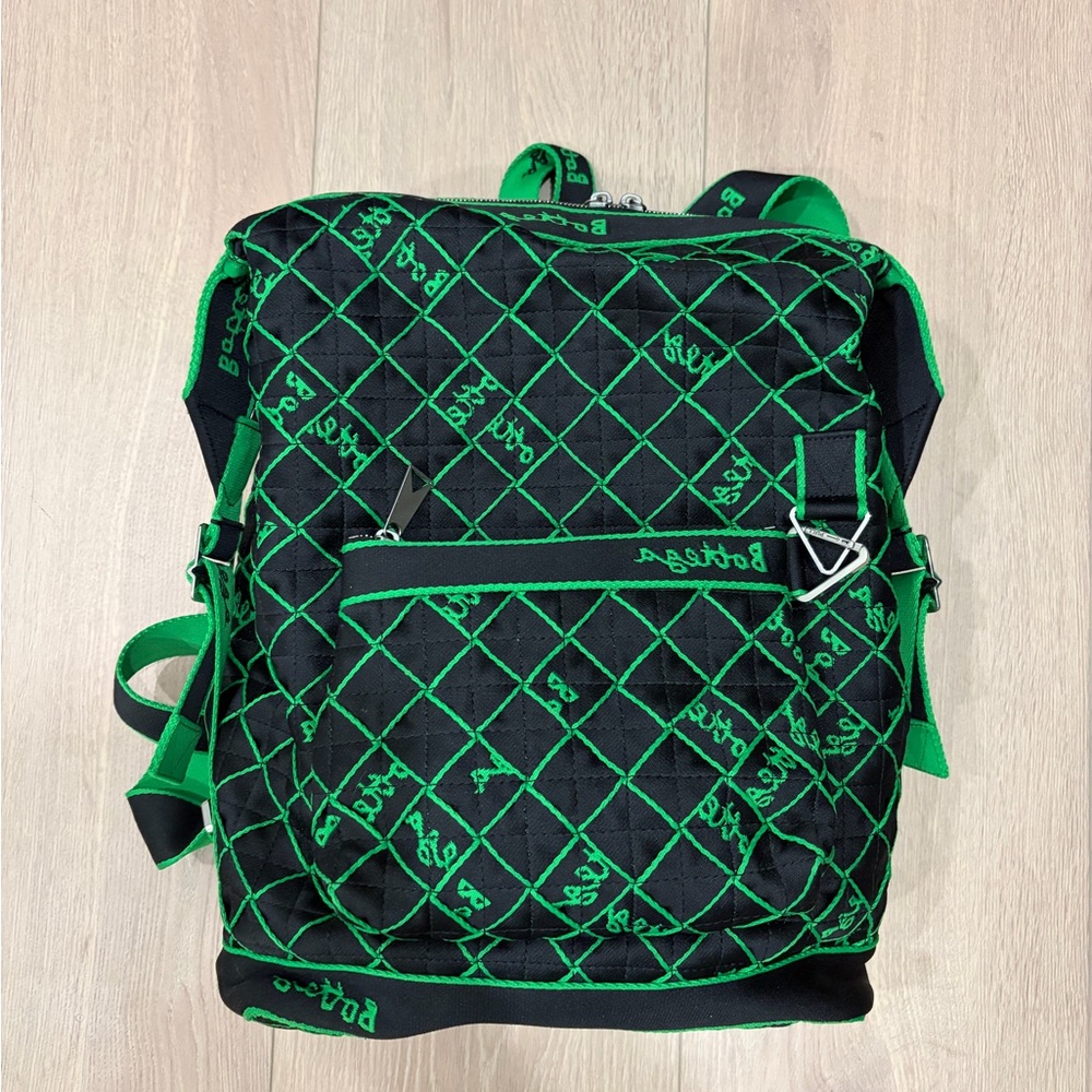 Bottega Veneta Black and Green Quilted Backpack